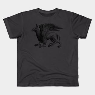 Vintage Griffin medieval fantasy art creature monster Kids T-Shirt